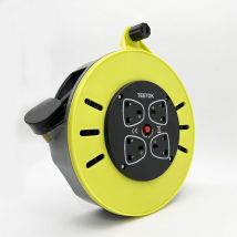 Teetok - 10M Extension Cable Reel 4Way Power Strips, Heavy Duty 4Way Gang Socket ,Garden Outdoor Home Cable reels