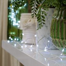 Festive Lights - 10.5m Battery Power Outdoor Firefly led Fairy Lights White Garden Home Decoration