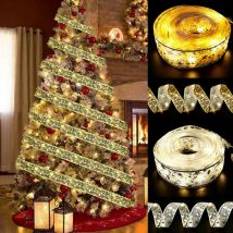 10m Weihnachtsband Lichter für Weihnachtsbaum 180cm 210cm, Weihnachtsbeleuchtung mit 100er led kupfer Lichterkette, led Bänder mit Timer und