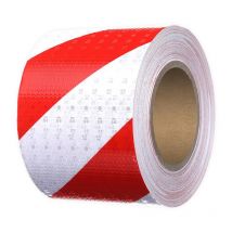 10m x 10cm Bande Réfléchissante Autocollante Rouge et Blanc,Intensité Ruban Reflechissant Sécurité Adhesif Haute,Ruban Adhésif Réfléchissant