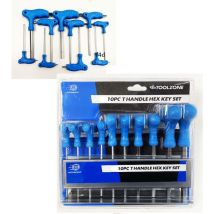 Toolzone - 10PC hex key metric 2-10MM t handle allen key wrench t bar set heavy duty HX027
