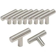 Dhklfa - 10pcs Ø12mm t- Bar Stick Handle Kitchen Furniture Cabinet Door Stainless Steel Drawer Knobs, Length:50mm