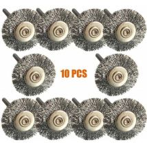 Jalleria - 10pcs-3mm Brosse Roue de Polissage à fils d'acier Métal laiton, Brosses Pour Perceuse Outils Fil Inoxydable Métallique de Forage Brosses