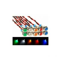 Rosemary - LaBlanc - 10pcs ac/dc 12-24V 6mm Voyant led en Métal,LED Indicateur Panneau Pilote Témoin d'avertissement pour Van,Bateau et Autres