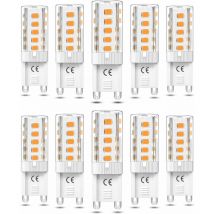 Ersandy - 10pcs Ampoule G9 led Non dimmable 5W Blanc Chaud 3000K Ampoules led G9 Équivalent Halogène 50W AC110/220V [Classe énergétique f]