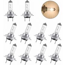 10pcs Ampoule halogne Led 12V H7 55W, Durable Ampoule blanche chaude Feux de route / feux de croisement pour voiture