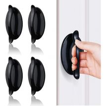 Linghhang - 4pcs Black Sticky Door Handles, Front Door Handles, Sliding Door Handles, abs Plastic Handles for Doors, Windows, Cabinets, Drawers,