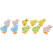 10pcs Clockwork Chick Toy Cute Fun Colorful Stuffed Chick Hopping Wind Up Toy for Cats Kittens Toddlers