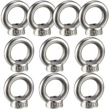 10PCS Écrou à oeil de levage, écrou à anneau femelle pour le levage de l'acier inoxydable 304Pack-of-10, M8