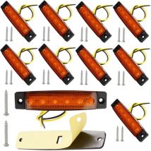 10Pcs Feux de Gabarit Latéraux LED,12V 24V Feux de Gabarit led Arrière Avant Indicateur Feux de Gabarit Latéraux (Jaune)