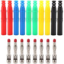 10pcs Fiche Banane Adaptateur, Connecteur Banane Prise P3013 Isolé 4 mm Nickelé Cuivre Plaqué Droit 4 mm Fiches Banane