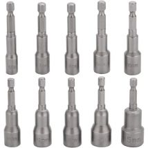 Memkey - 10pcs Impact Wrench Socket Bit Set 6-15mm Magnetic Hex Socket Set Magnetic Bit Set Drill Hex Socket Wrench Socket Set 1/4 Inch for Quick