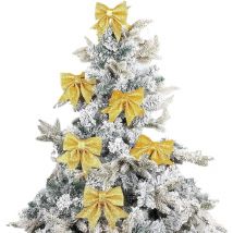S-giant - 10PCS Noeud de Ruban de Noël Or 12x15cm Arcs de Noël Ruban Pailleté Nœuds Papillons Décoration de Noël pour Sapin Arbre de Noël Doré