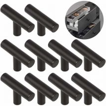 10pcs Poignée de Placard Porte de Cuisine Espacement des Trous de 50mm, Poignée Meuble Noir en Acier Inoxydable