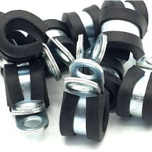 10pcs x 10mm Rubber Lined Cable P-Clips Steel Hose p Clamps