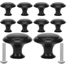 10Pièces Boutons de Meuble Ronds Noir Bouton Porte Cuisine Poignées de Placard Poignée Tiroir avec Vis pour Armoire Buffet Commode - 23MM