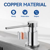 Distributeur de Savon de Cuisine Chromé - Distributeur de Savon pour Evier avec Récipient de 300ML + Tuyau d'extension en Silicone de 1,25M - Cecipa