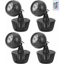 Jeffergarden 4pcs Spot sous-Marin, Lumière D'étang led rgb IP68 étanche Lampe D'étang de Jardin Lampe D'étang à Poissons avec Télécommande pour