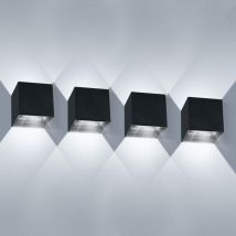 Torana - 10W led Innenwandleuchte 4er Pack IP65 Wasserdichte Außenwandleuchte Verstellbarer Abstrahlwinkel Moderne Wandleuchte Kaltweiß 6000K Ulisem