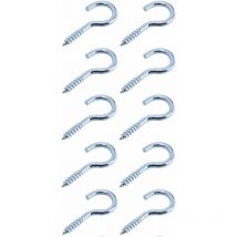 10x Crochet à œillet ouvert à visser filetage bois en acier zingué Tirefond Suspension Rond Polyvalent Câble Fil Ficelle Objet, 2,3 x 25mm