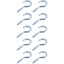 10x Crochet à œillet ouvert à visser filetage bois en acier zingué Tirefond Suspension Rond Polyvalent Câble Fil Ficelle Objet, 3,5 x 50mm