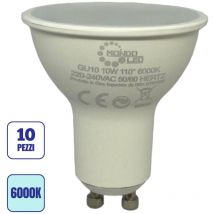 10x Lampadina led GU10 10w Fascio Luminoso 110° - Luce Fredda 6000k Asia Led