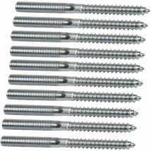 10x Stahl Stockschraube M8 x 100 mm Schraubstift Gewinde Holzschraube
