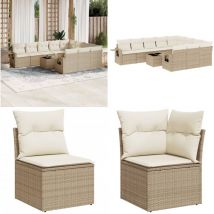 11-tlg. Garten-Sofagarnitur mit Kissen Beige Poly Rattan - Gartenmöbel Set - Outdoor Möbel - Rattan Gartenmöbel - Lounge Set - Esszimmergarnitur