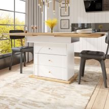 Ausziehbarer Esstisch Mit Mehreren Ablagemöglichkeiten, Weiß, (110-140×80cm)