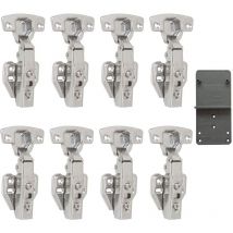 110 Degré Complètement Recouvrante avec Amortisseur Intégré Mécanisme de Fermeture Automatique Charnière pour Armoires de Porte Cuisine Lot de 8