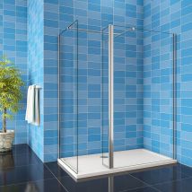 1200x900x1900mm Walk in Shower Enclosure Wet Room Two EasyClean Glass with Flipper Panel + 1700x900mm Shower Tray Free Waste