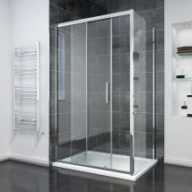 1100mm Sliding Shower Door Modern Bathroom 8mm Easy Clean Glass Shower Enclosure Cubicle with 700mm Side Panel - Elegant