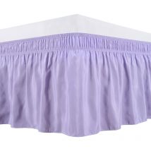 Jupes de lit enveloppantes avec ceintures réglables pour lits queen-size 12 pouces, volants anti-poussière élastiques lavande, ajustement facile,