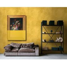Papier peint panoramique jaune avec cadre Tapisserie panoramique originale trompe l'œil pour cuisine Papier peint panoramique salon