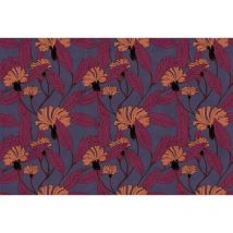 Papier peint panoramique fleurs salle à manger Tapisserie panoramique bleu, rouge et orange Papier peint panoramique floral design