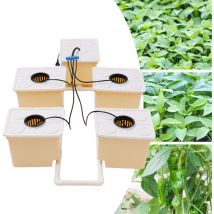 11L Hydroponisches Anzuchtsystem fur Home Indoor Hydrokultur Grow System Kit Eimer Drip Growing System(Tauchpumpe+4 x (Tropfer+Netzbecher)+5 x Eimer