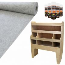 11m2 Doublure Intérieure Gris Argenté en Feutre pour Véhicule & Armoire de Rangement en mdf pour Outils - Van Camionette Aménagé Personnalisation