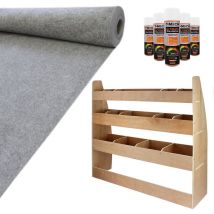 11qm Silbergrau Teppich-Verkleidung & Sperrholzregal Fahrzeugeinrichtung für Citroen Berlingo Maxi Van 14 Fächer auf 3 Ebenen