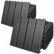 Deuba - Set de 11-22-44 Baldosas de wpc Montaje por clips 30x30cm - Color diseño y cantidad a elección 22x Clásico antracita