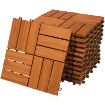 11x Dalles de terrasse en bois d'acacia 1m² Dalle clipsable 30x30cm Revêtement de sol extérieur terrasse jardin