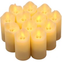 Topiky - 12 Bougies led Scintillement sans Flamme Bougies Chauffe-Plat Éclairage Electrique pour Décoration de Mariage Anniversaire Noël - Lumière