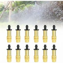 12 buses de brumisation réglables Arroseurs d'irrigation en laiton Buse d'atomiseur portable Arroseurs d'irrigation goutte à goutte Buse en laiton