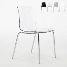 Grand Soleil - 12 Chaises Lollipop pieds acier bar promo stock - Transparent