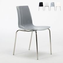 Grand Soleil - 12 Chaises Lollipop pieds acier bar promo stock - Gris