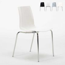 Grand Soleil - 12 Chaises Lollipop pieds acier bar promo stock - Blanc