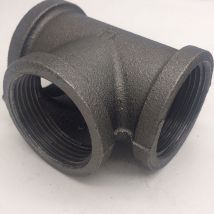 Aougo - 1/2'' Gleiches T-Stück 3 Tempergussrohr Schwarze Rohrverschraubungen Innenrohrverbinder - 1/2 Zoll, DN15 (2 Stück)