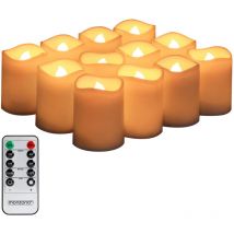 MONZANA LED Kerzen XL mit Timerfunktion 2-8H flackernde Flamme Fernbedienung mit Batterien Warmweiß Teelichter-Set 4,5CM Echtwachs Dimmbar Elektrisch