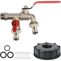 1/2 Zoll Messing-Hahnanschluss, 1000-l-Tankadapterhahn, Regenwasserrückgewinnungshahn für Garten, Tank
