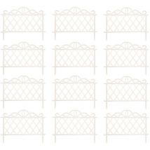 Redwood Leisure - Pack of 12 27cm White Plastic Garden Patio Lawn Border Fence Edging