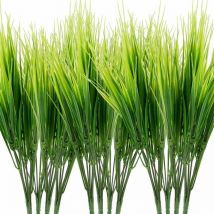 12 Paquets de Plantes Artificielles Vertes - Arbustes en Plastique pour Décoration de Jardin Intérieur/Extérieur